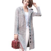 Casual Long Ladies Sweater For Winter Korean Style Fashion Hooded Coat Thick Knit Custom Women Cardi