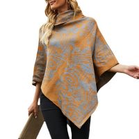 Women&apos;s new autumn and winter 2021 wish side Lapel thickened printed cloak shawl sweater coat
