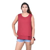 High quality manufacture Wholesale custom cheap mid long T shirt summer red fashion Sleeveless T-shi