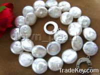 15MM White Freshwater Pearl Coin Pearl Necklace