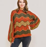 D-6001 Ladies Knitting Sweater [Latest Style Long Sleeve Round Neck Hollow out Sweater Pullover]