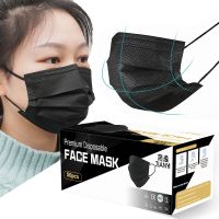 Black Wholesale CE Disposable 3 Ply Protective Facial Face Type II Protective Dust Medical Mask