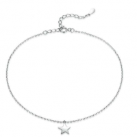 BAMOER 925 STERLING SILVER STAR ANKLET BRACELET 10.2â€ SILVER-TONE