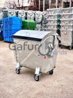 Metal waste container with round lid 1100 liters
