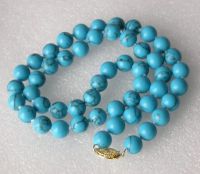 8mm Blue Turquoise Round Beads Necklace