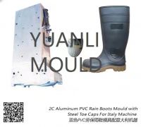 2C Aluminum PVC Rain Boots Mould with Steel Toe Caps For Italy Machine