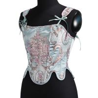 Re-engraved Antique Embroidery Vintage Jacquard Steel Bones Lace Up Overbust Corset Customized