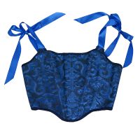 Jacquard Embroidery Floral Patchwork Sleeveless Backless Lace Ribbons Corset Tops Summer Women Sweetly Sexy Streetwear's