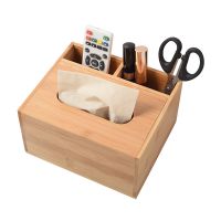 Multi-function Wooden Paper Holder Unfinished Bamboo Wood Tissue Box