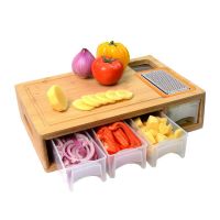 Factory Wholesale Wooden Chopping Block Varnishing Bamboo Wood Chopping Block With Drawer