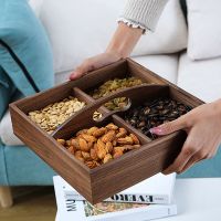 Home Decoration Wooden Snack Storage Container Unfinished Walknut Wood Snack Storage Box With Handle