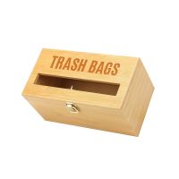 Wholesale Wooden Trash Bags Storage Box Unfinished Bamboo Wood Rubbish Bags Storage Box