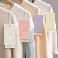 Luxury Custom Concave Raised Personalized Name Logo Garment Labels Paper Tags Cardboard Clothing Tags