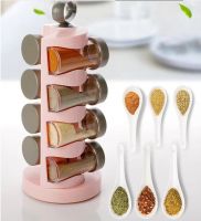 H389 Cover A Small Area 8 Jars Plastic Spice Rack Jars Set Spice Containers