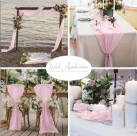 wholesale Gauze Decorative Party blue Table Runner Crinkle Cheesecloth dining table runner for wedding