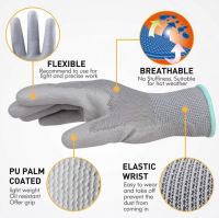 13 Gauge Nylon PU Coated Glove Guantes De Trabajo Cheap Black PU Thin Work Gloves