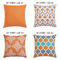 New Design Custom Print Orange Blue Waterproof Outdoor Cushion Cover Decorative Pillow Case Design housse de coussin