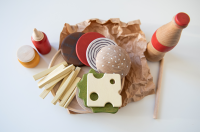 Wooden Set Of Hamburger, French Fries And Coke