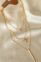 Women's Zircon Stone Detailed Triple Multi Necklace Stylish Design Daily And Evening Dress Jewelry 2022 Season