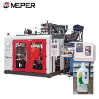 MEPER multi heads extrusion blow molding machine for juice milk bottles jug with in mold labeling