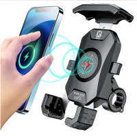 PSM14A. Car Qi 15W, wireless and USB C 20W fast charging waterproof motorcycle mobile phone bracket.