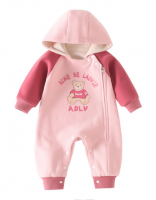 PSB6908-66 baby long sleeve onesie.  New newborn, bear red powder, spring / winter, men and female, 66-100cm height, 03-24 months age, class A, baby hoodie