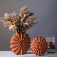 Creative New Design Red Terracotta Pottery Ceramic Flower Vase Sets Home Decor Vases for Wedding Center Pieces