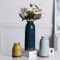 Modern Chinese Small Ceramic &amp; Porcelain Vase Colorful Cracked Glaze Flowers Home Decor-Entryway Living Room Office Desktop