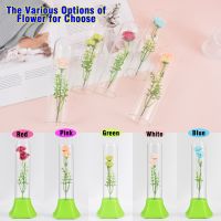 Remote Control Night Light Glass Tube Flower Table Lamp Led Soft Nightlights For Bedroom Reading Room Children Birthday Gifts