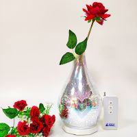 Glass Vase Night Light Multicolor Led Light With Remote Control And Usb Rechargeable Battery For Bedroom Reading Living Room Holiday