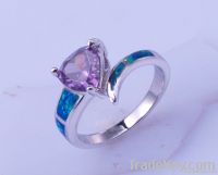 silver ring with opal-WSRAB12295