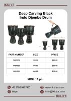 Deep Carving Black Indo Djembe Drum