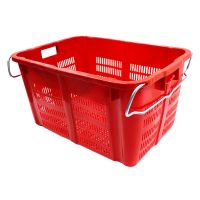 Plastic basket with metal handle