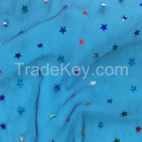 Five-pointed star colorful punching Sequin Print Fabric children's clo
