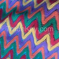 Polyester Warp Knitted Yarn Dyed Lace Fabric