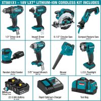 Best Quality For New Makitas XT801X1 18V LXT 8 Piece Cordless Lithium-Ion Battery Powered Tool Combo Kit (3.0 Ah)