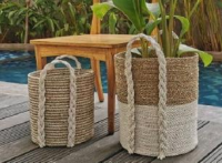 BASKET SEAGRAS LONG HANDLE SET OF 2 