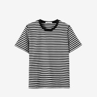 Spring new casual fashion round-neck striped T-shirt simple short sleeved women's pullover top