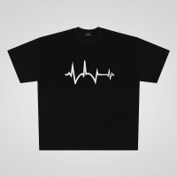 250g heavy cotton casual radio wave oversize short sleeve T-shirt