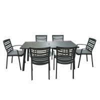 6 Seat Rectangular Table Garden Dining Set Ã¢ï¿½ï¿½ CarbonPewter