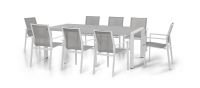 8 Seat Rectangular Aluminium Dining Set - White