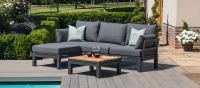 Aluminium Sofa Set - With Teak Coffee Table - Charcoal