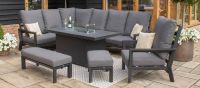 Aluminium Corner Dining Set - Fire Pit Table & Armchair