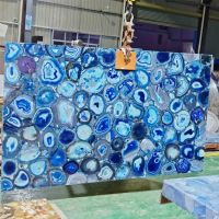Semi Precious Stone Blue Agate Gemstone Slab For Sale