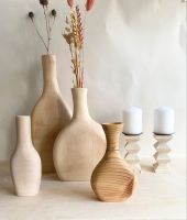 Natural Wood Vase and Candle Holder