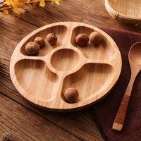 Bamboo Round Compartment Tray Decorations/dining Trays/insulation Materials