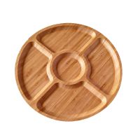 Bamboo Round Compartment Tray Decorations/dining Trays/insulation Materials