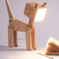 Wooden Dog Shaped lamp 