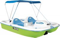 Pelican Sport - PEDAL BOAT MONACO DLX ANGLER - Adjustable 5 Seat Pedal Boat with Canopy, Green/White