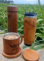 Teak Wood Tumbler, Glass And Cups